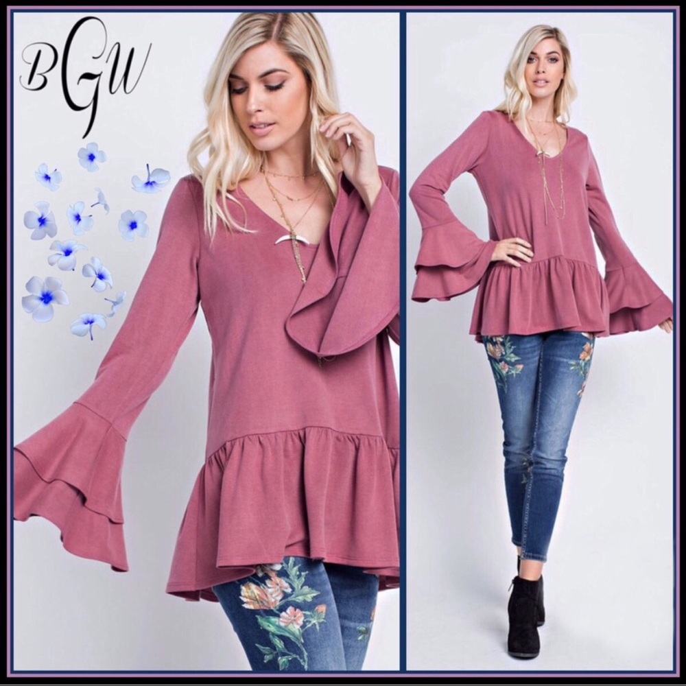 🌺🆕5⭐️BEST SELLER Washed Terry Ruffle Top